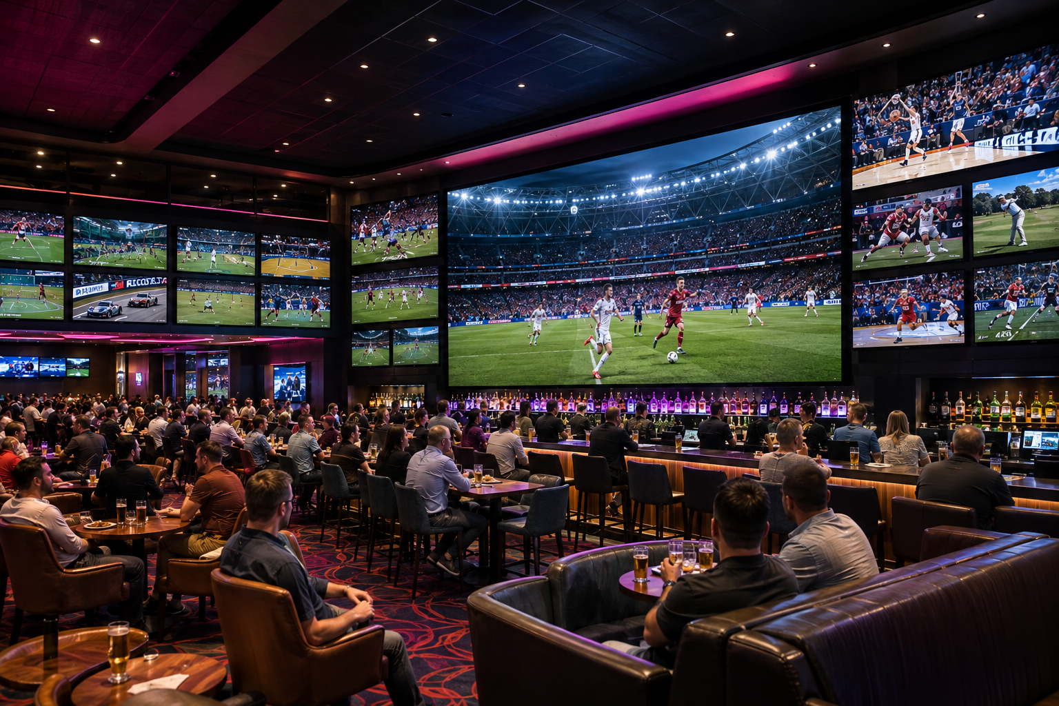Sports Bar at Jupiters Hotel & Casino Gold Coast  with large screens showing live sport