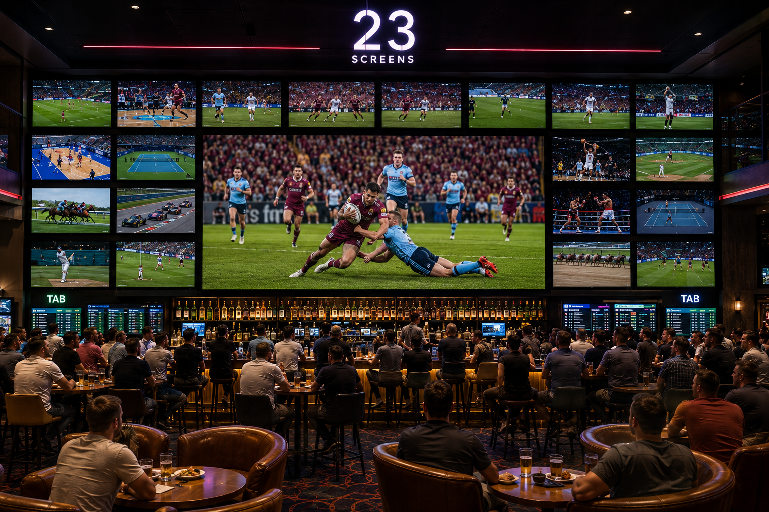 Multiple television screens throughout Jupiters Hotel & Casino Gold Coast  Sports Bar